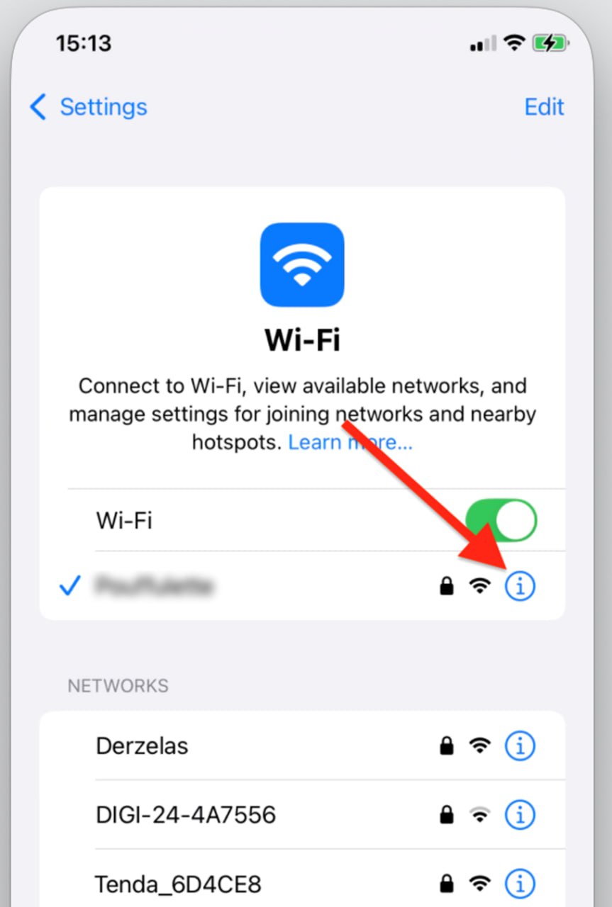 نمایش شبکه های وای فای نزدیک آیفون