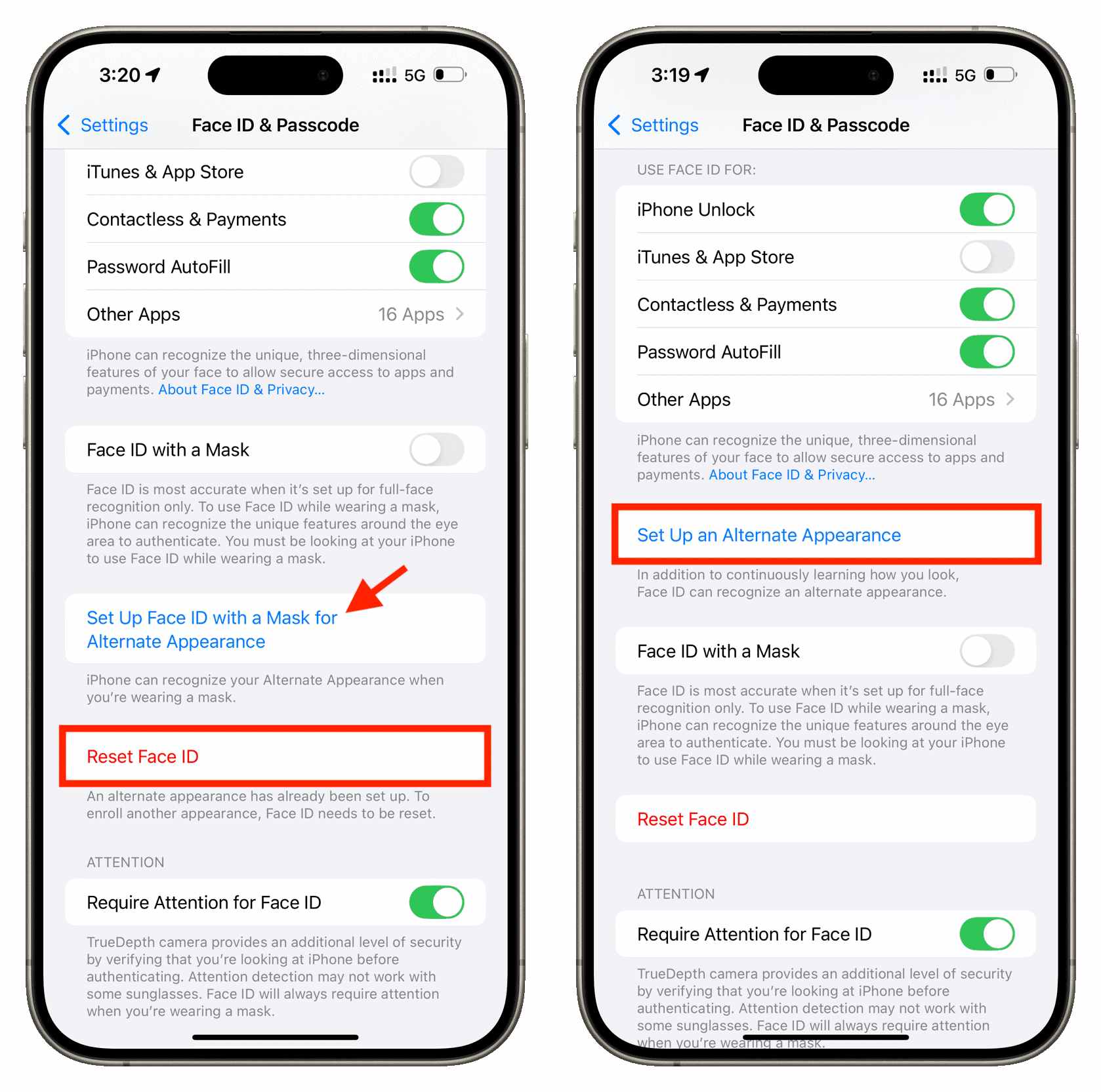 تنظیم دو فیس آیدی