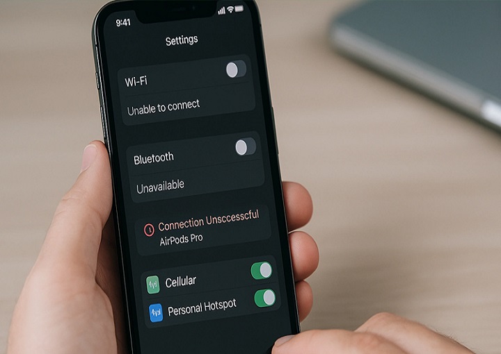 فعال نبودن وای فای یا بلوتوث و از کار افتادن ایردراپ